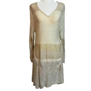 New Directions Beige Open Knit Sweater Dress M
